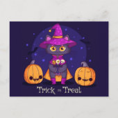 Cute Black Cat Trick or treat Briefkaart (Voorkant)