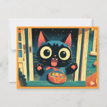 Cute Black Cat Trick or Treat Halloween