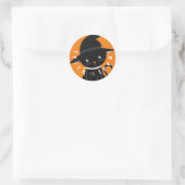 Cute Black Cat Trick or treat Halloween Ronde Sticker (Tas)
