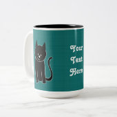 Cute Black Cat Tweekleurige Koffiemok (Voorkant links)