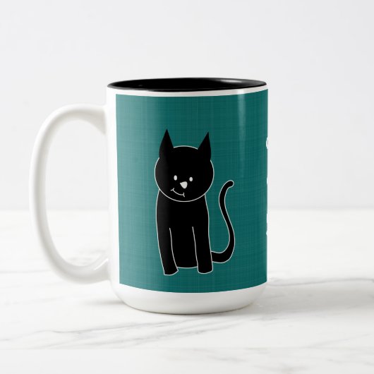 Cute Black Cat Tweekleurige Koffiemok (Links)