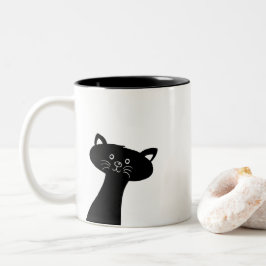 Cute Black Cat Two-Tone Mok
