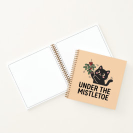 Cute Black Cat Under Mistletoe Christmas Planner Notitieboek