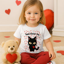 Cute Black Cat Valentijnsdag Holiday Hearts