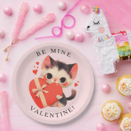 Cute Black Cat Vintage Be Mine Valentine Papieren Bordje