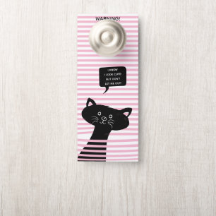 Cute Black Cat - Waarschuwing! Laat de kat niet ui Deurhanger