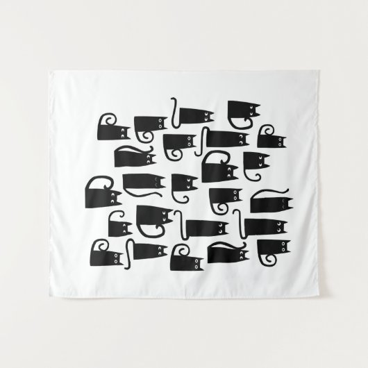 Cute Black Cat Wandkleed (Voorkant (horizontaal))