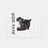 Cute Black Cat White, persoonlijk gepersonaliseerd Fleece Deken (Voorkant (Horizontaal))
