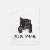 Cute Black Cat White, persoonlijk gepersonaliseerd Fleece Deken (Voorkant)