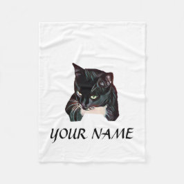 Cute Black Cat White, persoonlijk gepersonaliseerd Fleece Deken