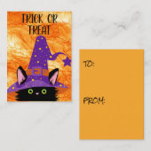 Cute Black Cat Witch Pet Halloween Classroom Notitiekaartje (Voorkant / Achterkant)