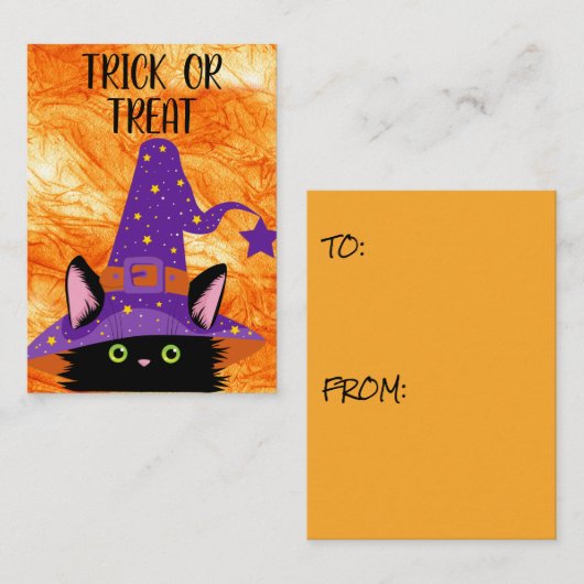 Cute Black Cat Witch Pet Halloween Classroom Notitiekaartje (Voorkant / Achterkant)