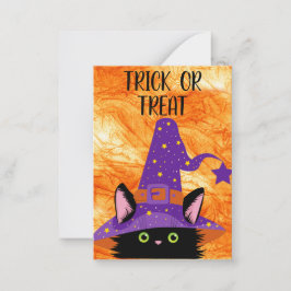 Cute Black Cat Witch Pet Halloween Classroom Notitiekaartje