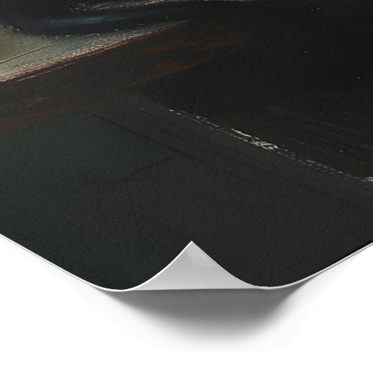 Cute Black Cat Witch With Dark Botanicals, Dark Poster (Hoek)