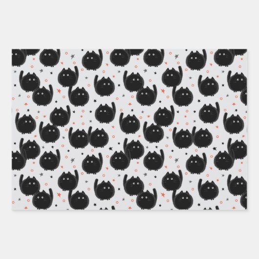 Cute Black Cat Witchy Waterverf Halloween Inpakpapier Vel (Voorkant)