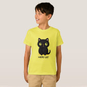 Cute Black Cat with Big Eyes T-shirt (Voorkant volledig)