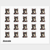 Cute Black Cat with Coffee Vierkante Sticker (Vel)