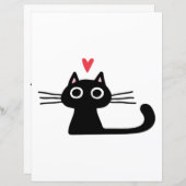 Cute Black Cat with Heart  Kitten Valentine Classi (Voorkant / Achterkant)