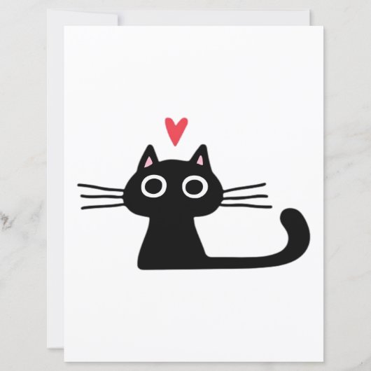 Cute Black Cat with Heart  Kitten Valentine Classi (Achterkant)