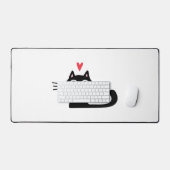 Cute Black Cat with Heart  Kitten Valentine Classi Bureaumat (Keyboard & Muis)