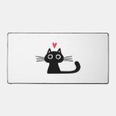 Cute Black Cat with Heart Kitten Valentine Classi Bureaumat (Voorkant)