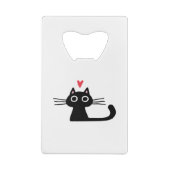 Cute Black Cat with Heart  Kitten Valentine Classi Creditkaart Flessenopener (Achterkant)