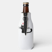 Cute Black Cat with Heart  Kitten Valentine Classi Flesjeskoeler (Fles Achterkant)