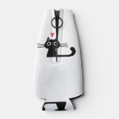 Cute Black Cat with Heart  Kitten Valentine Classi Flesjeskoeler (Achterkant)