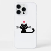 Cute Black Cat with Heart  Kitten Valentine Classi iPhone Hoesje (Achterkant)