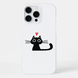 Cute Black Cat with Heart  Kitten Valentine Classi iPhone 16 Pro Max Hoesje