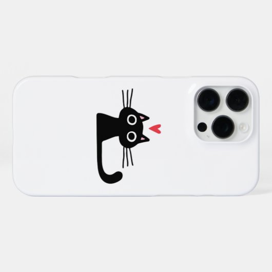 Cute Black Cat with Heart  Kitten Valentine Classi iPhone Hoesje (Achterkant horizontaal)