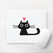 Cute Black Cat with Heart  Kitten Valentine Classi Muismat (Met muis)