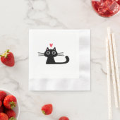 Cute Black Cat with Heart  Kitten Valentine Classi Servet (Insitu)