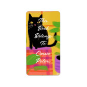 Cute Black Cat With Houseplants This Book Belongs Etiket (Voorkant)