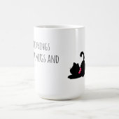 Cute Black Cat with Pink Bow Tie Koffiemok (Center)