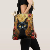 Cute Black Cat With Red Roses Tote Bag (Dichtbij)