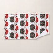 Cute Black Cat with Santa Hat on Christmas Handdoek (Handdoek)