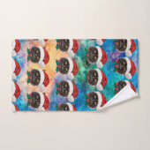 Cute Black Cat with Santa Hat Pattern Handdoek (Handdoek)