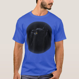 Cute Black Cat Yellow Eyes Shadowed Moon Cat T-shirt