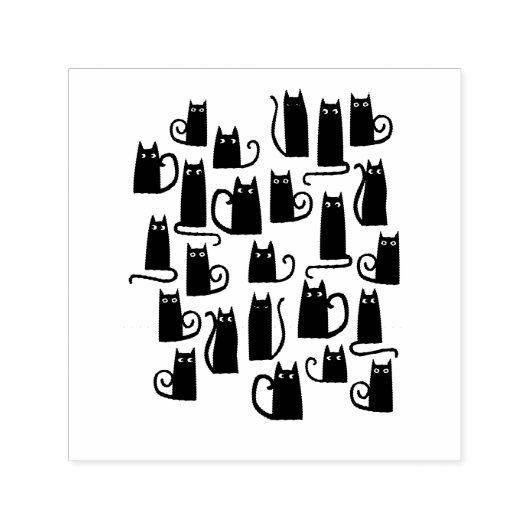 Cute Black Cat Zelfinktende Stempel (Design)