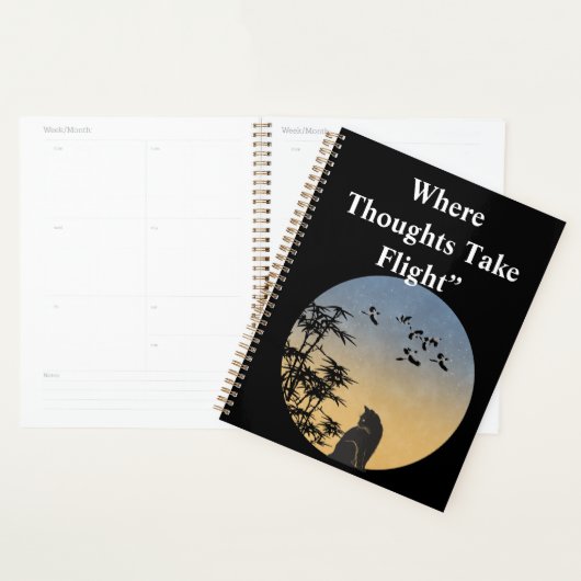 Cute Black cate in nutural inder sky \watercolor Planner (Display)