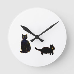 Cute Black Cats Art Ronde Klok