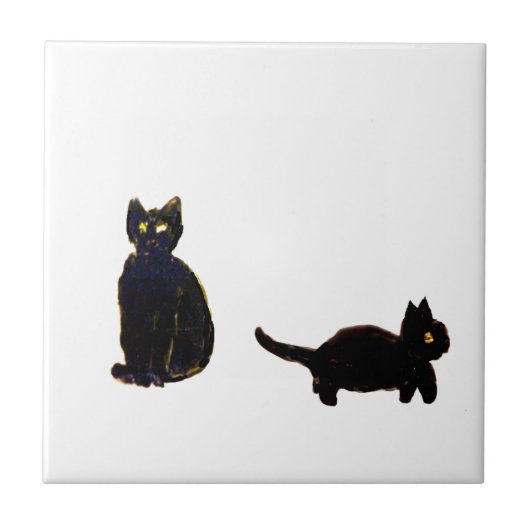 Cute Black Cats Art Tegeltje (Voorkant)