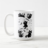Cute Black Cats Doodles Pattern Kawaii Meow Koffiemok (Links)