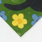 Cute Black Cats Floral Meadow Pattern Fleece Deken (Hoek)