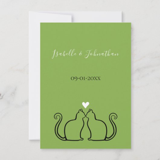 Cute Black Cats Green Heart Wedding Accommodatie (Achterkant)