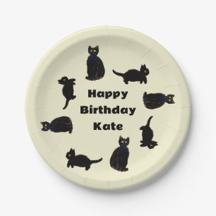 Cute Black Cats Kat Custom Papieren Bordje