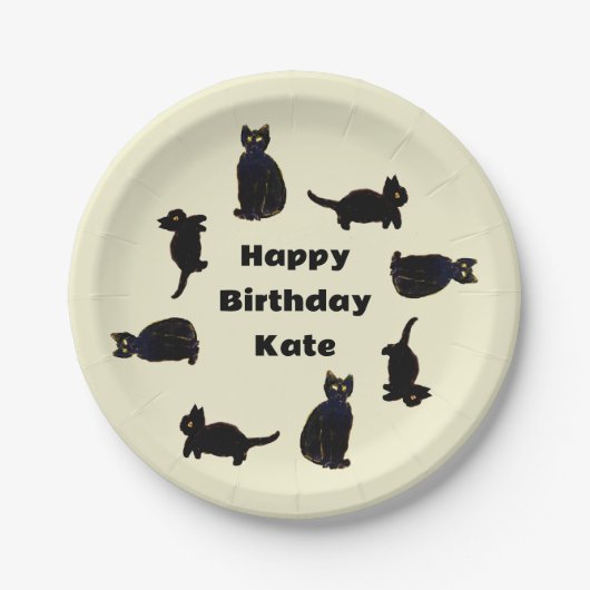 Cute Black Cats Kat Custom Papieren Bordje (Voorkant)