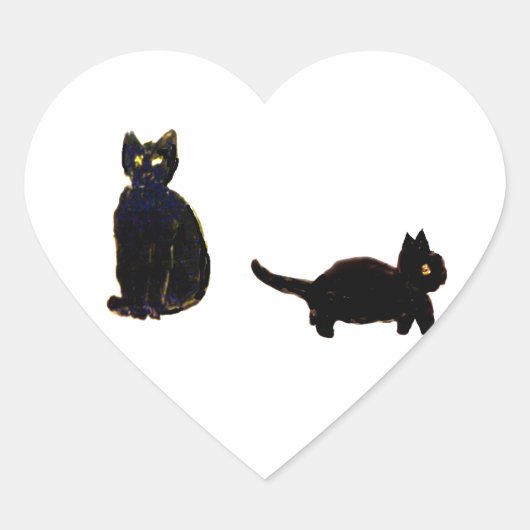 Cute Black Cats Kat Hart Sticker (Voorkant)