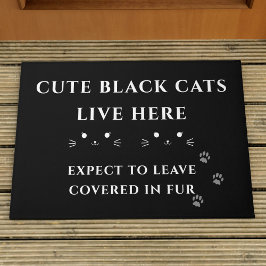 Cute Black Cats Live Welcome Doormat Deurmat
